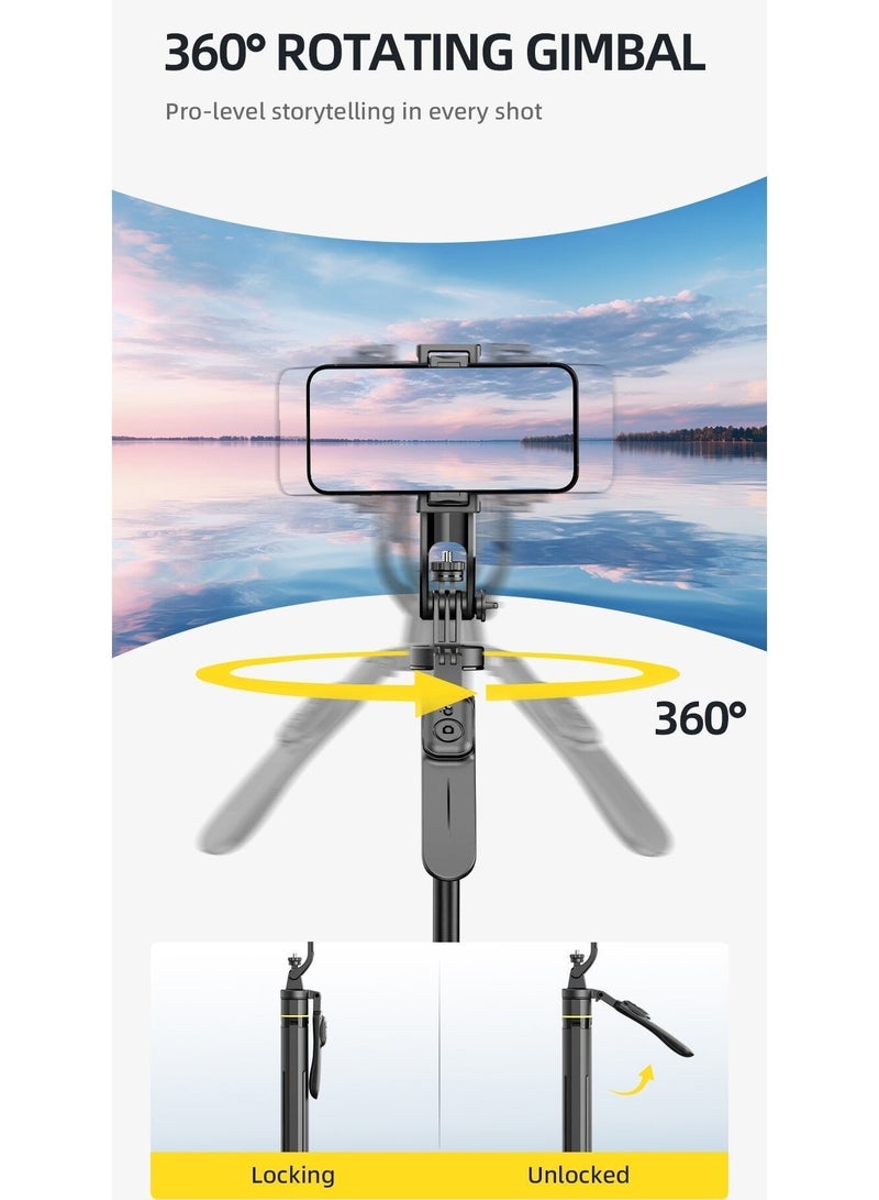 CiYatt 71.25 Inches  Extra Long Selfie Stick Tripod Anti-shake Selfie Stick with auto open,Quadripod Stand with Rechargeable Bluetooth Remote for Mobile Phone, Suitable for both smartphone and camera - Image 3